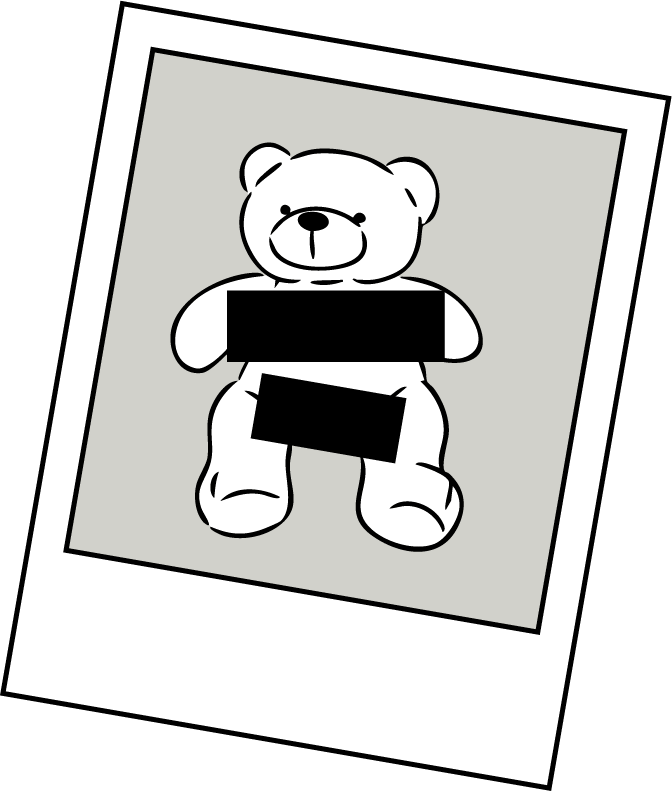 Oso de peluche con barras de censura